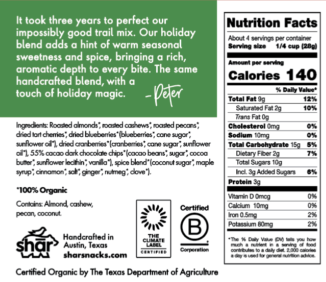 HAPPY HOLIDAYS - 3.7 oz SHĀR TUBES X 3 - HOLIDAY BLEND